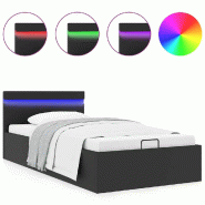 VidaXL Cadre de lit à rangement hydraulique sans matelas avec LED noir  Modèle Hermonyx - 285540