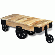 VidaXL vidal XL Table basse avec roues Bois de manguier brut Modèle Atlas Élégance - 243280XL