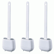 Wellhome WELL HOME - Ensemble de 3 brosses WC en TPR et caoutchouc thermoplastique, blanches - blanc multi-matériau PK6535