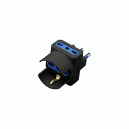 Alcapower Adaptateur Triple 16A Noir 2 Prises Bipolaires 10/16A 1 Prise Schuko Universelle Tension Max 250V Puissance 1500W Accessoire Électrique Seo