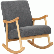 CLP Chaise a bascule Morelia en tissu avec pieds nature Gris clair - gris textile 314601 CLP Chaise a bascule Morelia en tissu avec pieds nature Gris clair - gris textile 314601