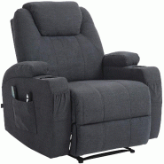 CLP Fauteuil Hepler avec fonction massage Tissu HBT: 105x83x94 cm Gris foncÃ© Tissu - gris textile 318050