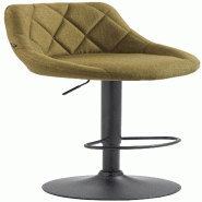 Décoshop26 - Tabouret de bar x1 pivotant hauteur réglable en tissu vert surpiqûres décoratives cadre en métal noir 10_0006364 - noir métal 30002