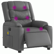 Fauteuil de massage inclinable électrique gris similicuir Modèle Lermelix - 8721012217799