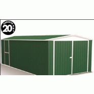 Garage simple métal prairie / 17.6 m² / toit double pente / porte battante / vert / 3 x 6 m