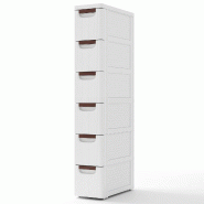 Helloshop26 - Armoire de rangement étroite 42 x 19 x 109 cm 6 tiroirs pratiques pour petits espaces en pp blanc 20_0010269 - blanc 3000226082719