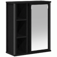 Helloshop26 - Armoire murale de salle de bain avec miroir rangement flexible 50 x 21 x 60 cm en bois noir 02_0051778 - noir Bois massif 3000237089066