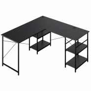 Helloshop26 - Bureau d'angle 151 x 151 x 75 cm ajustable à bureau droit pour 2 personnes avec 4 étagères bois d'ingénierie noir 20_0010841 - noir