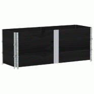 Helloshop26 - Jardinière bac lit surélevé plantes fleurs terrasse jardin 150 x 50 cm bois massif de pin noir 02_0037441 - noir métal 3000217851034