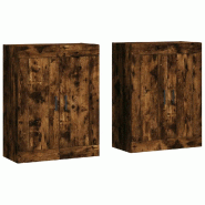 Helloshop26 - Lot de 2 armoires murales pratiques rangement mural 69,5 x 34 x 90 cm en bois d'ingénierie chêne fumé 02_0055481 - Bois massif 300023