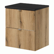 Helloshop26 - Meuble sous lavabo salle de bain rangement design avec 2 tiroirs 50 x 60 x 40 cm effet chêne noir 03_0010002 - noir 3000224986293