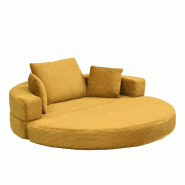 Merax Canapé et lit modulaires 2 en 1 – Salon rond, canapé-lit pliant multifonctionnel désossé avec 3 oreillers, velours côtelé, jaune - jaune Merax Canapé et lit modulaires 2 en 1 – Salon rond, canapé-lit pliant multifonctionnel désossé avec 3 oreillers, velours côtelé, jaune - jaune