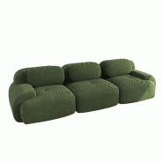 Merax Modular Cord Sofa 3 places, Cloud Sofa sans cadre, près du sol avec assise profonde, doux et confortable, antidérapant, vert - vert multi-mat�