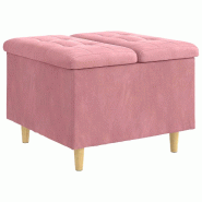 Pouf de rangement avec coussin Rose 60 x 60 x 45 cm Velours Modèle Apex Horizon Élite - 8721359493764
