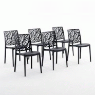 RATTATAN Set 6 Chaises en polypropylène avec fibre de verre empilables pour extérieur et jardin, bar et restaurant, cuisine design moderne - DAFNE - RATTATAN Set 6 Chaises en polypropylène avec fibre de verre empilables pour extérieur et jardin, bar et restaurant, cuisine design moderne - DAFNE -