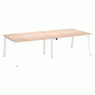 Table de réunion modulable avec extension chêne clair L 280 x P 126 cm - Piétement métal blanc - Arch Table de réunion modulable avec extension chêne clair L 280 x P 126 cm - Piétement métal blanc - Arch