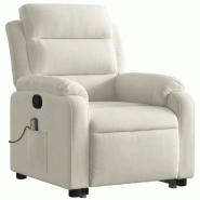 VidaXL Fauteuil de massage inclinable Crème Velours Modèle Octave - 3205112_0