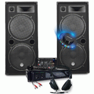 BM Sonic Pack complet de Sonorisation 3000W d'Amplification + Enceintes 2x2000W, Table de Mixage USB Bluetooth, Casque DJ, Câbles, Micro - 3666638037