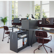 Caisson hauteur bureau maxi rangement - MDD - Anthracite, Non, Gauche_1