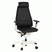 Chaise de bureau / Chaise pivotante GENIDIA PRO WHITE cuir noir hjh OFFICE - noir cuir 652863 Chaise de bureau / Chaise pivotante GENIDIA PRO WHITE cuir noir hjh OFFICE - noir cuir 652863
