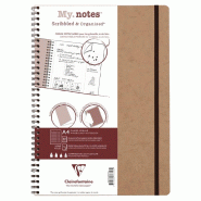 Clairefontaine Lot de 5 Cahier Age Bag My.Notes A4, 120p./60 feuilles marge détachable 90 g/m² reliure intégrale, couv. Coloris tabac, ligné - 332