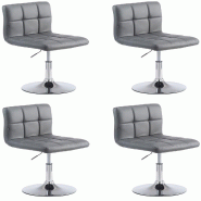 Décoshop26 - Lot de 4 chaises de salle à manger hauteur réglable design moderne couture décorative en similicuir gris piètement en 10_0006261 - g