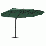 Helloshop26 - Parasol inclinable design moderne extérieur 372 x 198 x 243 cm en polyester vert 02_0058748 - vert aluminium 3000240752025