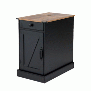 Helloshop26 - Table d'appoint avec station de recharge 35 x 60 x 62 cm rangement pratique style fermier ambiance vintage en bois 20_0020594 - métal 3