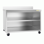 Meuble bas inox ouvert 1500x800 mm adossé sur roulettes PREMIUM - GOLDINOX - gris inox 3701770811847