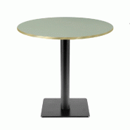 RestooTab - Table Milan T Ø70cm vert celadon chants couleur laiton - vert fonte TB-MIT-R70M-VER.CEL-LAI