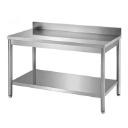 Table démontable bords droits pieds ronds inox ferritique adossée + étagère P 700 mm (Longueur, mm: 1600 - Réf F-DRTAE167-1) Table démontable bords droits pieds ronds inox ferritique adossée + étagère P 700 mm (Longueur, mm: 1600 - Réf F-DRTAE167-1)
