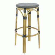 Tabouret de bar empilable extérieur Biarritz en aluminium et textylène - bronze