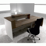 Bureau d'accueil ergonomique et Design Delta - 242, Gauche, Blanc, Oui, Chêne grisé_1