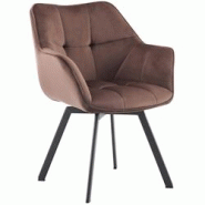 CLP Chaise de salle à manger Jordi velours Marron - marron textile 325742 CLP Chaise de salle à manger Jordi velours Marron - marron textile 325742