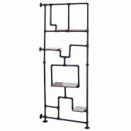 Décoshop26 - Bibliothèque séparateur de pièce style industriel 5 étagères 203 x 80 cm MDF brun foncé et fer 04_0008757 - 3000267125413