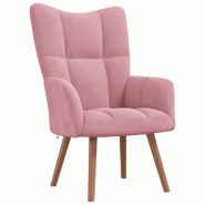 Décoshop26 - Fauteuil lounge chaise de canapé design moderne en velours rose DEC026753 - 3000255990894