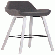 Décoshop26 - Tabouret de bar chaise haute x 1 avec repose-pieds design moderne en tissu gris pied en bois couleur blanc 10_0006155 - blanc Bois massi