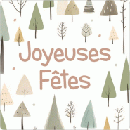 Etiquette cadeau adhésive Fôret de sapins 35x35mm - par 500