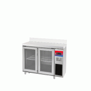 Gasfrit – Table réfrigérée front de comptoir avec 2 portes vitrées murales, 1500 × 600 × 950 + 100 mm, haute qualité - inox gfh116