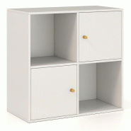 Helloshop26 - Bibliothèque 4 cubes rangement compact 60 x 29 x 60 cm grande capacité de stockage design moderne en MDF blanc 20_0017064 - 3000231660
