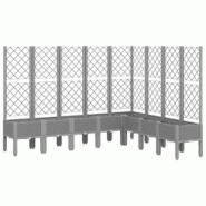 Helloshop26 - Jardinière bac lit surélevé plantes fleurs terrasse jardin avec treillis clair 200 x 160 x 142 cm PP gris 02_0038353 - 3000214182926 Helloshop26 - Jardinière bac lit surélevé plantes fleurs terrasse jardin avec treillis clair 200 x 160 x 142 cm PP gris 02_0038353 - 3000214182926