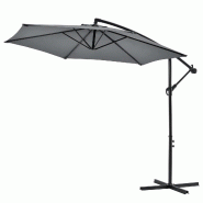Helloshop26 - Parasol déporté hexagonal avec manivelle inclinable imperméable UV diamètre 270 cm gris  03_0005912 - gris acier 3000695999785