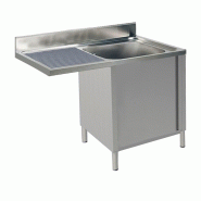 KBS Gastrotechnik KBS Centrale de rinçage 1400x700x850 mm 1 cuve à droite avec meuble bas et rebord - Acier inoxydable 18/10 92021103