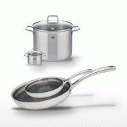 Lot de 2 Poêles en inox 24/28cm Elo Relief Evolution et 2 Faitouts Elo - gris inox 3176239954869