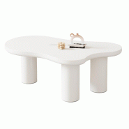 Merax Table basse  en forme de nuage, plateau en MDF, pieds en PVC et patins en feutre, 107 x 66 x 40,5 cm, blanc - blanc multi-matériau N625P4362142