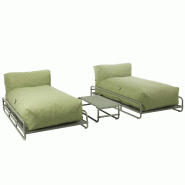 Oviala Business Salon de jardin modulable 2 places avec structure vert cactus, L 188 x l 171 x h 77 cm Oviala - vert polyester 115384
