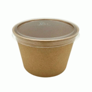 Pot à glace en carton 280ml Ø95 H61mm avec couvercle Vendu par 1000 JORIDEAL - marron en carton 3519400999458