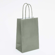 Sac kraft vert olive poignées torsadées coordonnées 14x8,5x21,5 cm - par 50