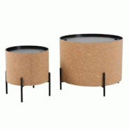 SIT Möbel Tables basses (lot de 2) | Structure en MDF avec liège naturel | Plateau amovible en métal noir | L 63 x P 63 x H 48,5 cm - multicolore m SIT Möbel Tables basses (lot de 2) | Structure en MDF avec liège naturel | Plateau amovible en métal noir | L 63 x P 63 x H 48,5 cm - multicolore m