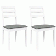 VidaXL Chaises à manger coussins 2 pcs blanc bois massif caoutchouc Modèle Atlas Pro - 4102519